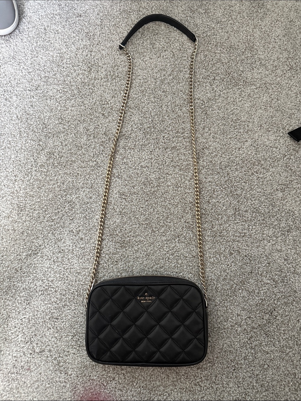 kate spade Black Quilted Crossbody with Gold Chain Strap